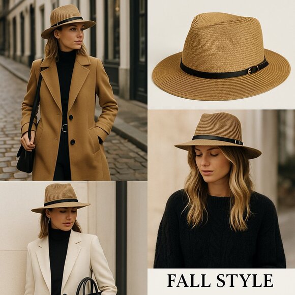 Camel Fedora with Black Band & Gold Buckle main image 4